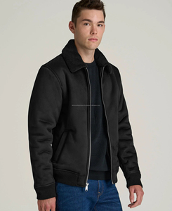 Men's High Quality Winter Thick Filled <b>Suede</b> Leather Filled High Street <b>Jacket</b> Breathable Solid Pattern Embossed Zipper OEM - Product Image 3