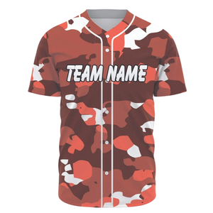 Camiseta de Béisbol Personalizada para Hombre, con Botones, Camuflaje Naranja, Transpirable, Uniforme de Softbol, Camiseta Deportiva para Entrenamiento - Product Image 2