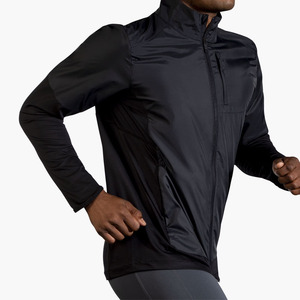 Men's Black Windproof Zipper <b>Jacket</b> Stand Collar Polyester Outerwear for Autumn Outdoor Use - Product Image 4