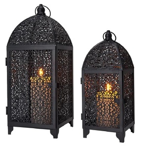 High Quality Moroccan Black Metal Handmade Durable Eco-Friendly <b>Lanterns</b> <b>Set</b> 2 Home Garden Patio Wedding Event Indoor Table - Product Image 6