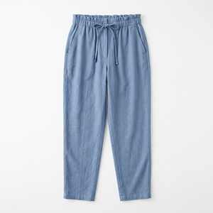 Women's Summer High-Waisted Loose Fit Wide Leg <b>Linen</b> Pants Soft Breathable Stonewashed Drawstring Closure Casual OEM/ODM 6XL - Product Image 4