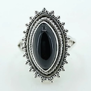 Black Onyx <b>Ring</b> 925 Sterling <b>Silver</b> Handmade Boho <b>Statement</b> Promise <b>Ring</b> for Women Natural Black Onyx Marquise July Birthstone - Product Image 4
