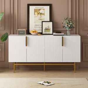 Aparador Moderno y Elegante de 4 Puertas con Tiradores Metálicos Dorados para Comedor, Sala de Estar, Dormitorio o Pasillo - Product Image 2