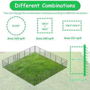 32\" Heavy Duty <b>Dog</b> Playpen Outdoor Steel Pet Cage with 24 Panels Waterproof <b>Button</b> Closure Animal Pattern Doors - Product Image 3