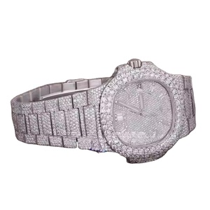 Hot Selling VVS Moissanite Diver Classic <b>Watch</b> Lab Diamond Quartz Stainless Steel Band 41MM White Tone Luxury Iced Timepiece - Product Image 2