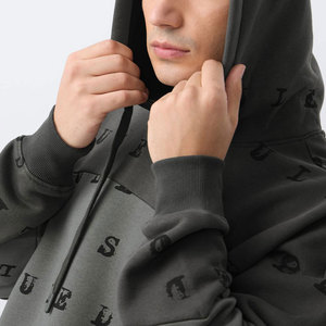 Sweat-shirt à capuche surdimensionné pour homme, imprimé lettres, en coton, décontracté, pour l'automne, avec poche avant - Product Image 4