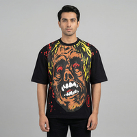 T-shirt ample pour homme en coton épais tricoté, respirant, écologique, de haute densité, avec impression graphique en relief