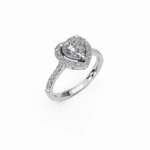 Anillo de Diamantes Cultivados en Laboratorio con Corte Corazón Halo, Diseño Elegante, 33 Piedras, Oro Blanco de 18K, Certificado IGI, Venta al Por Mayor para Exportación - Product Image 4
