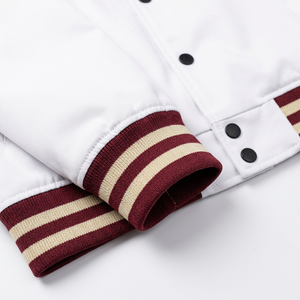 Veste varsity personnalisée à la demande, corps en polaire avec patchs tissés, coupe ample pour les marques de streetwear américaines - Product Image 3