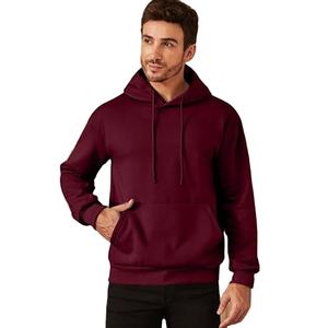 Heavyweight Pullover Hoodies Slim Fit Hombres Fleece Basic Maroon Cotton Fleece Cordón personalizado con doble Sudadera con capucha - Product Image 4