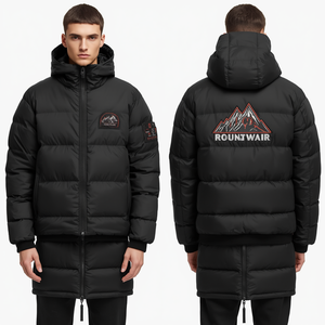 Premium Men's Oversized Box Quilted Puffer Jacket with Heavy Insulated Construction Embroidered Outdoor Fashion Design - Product Image 4