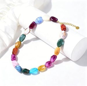 Necklace for Women Unique Resin Beads Choker Necklaces Boho Statement Chunky Necklace <b>Summer</b> Vacation Jewelry - Product Image 1