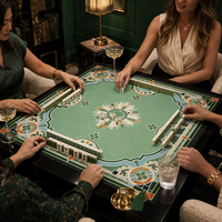 Tapis de Mahjong Américain Personnalisé 33x33 Pouces en Néoprène Antidérapant, Housse de Table Géométrique Art Déco Carrée, Cadeau pour Soirée Jeux, OEM ODM Vente en Gros