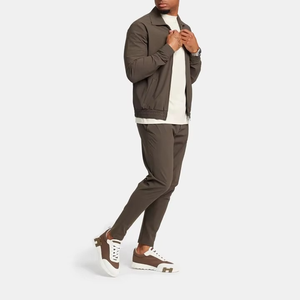 OEM Custom Plain Blank Tracksuit Men Brown Zip Up Track Jacket and Elastic Hem Sweatsuit Pants <b>Set</b> - Product Image 4