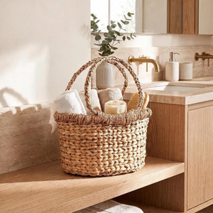 Wholesale Rustic Woven <b>Water</b> <b>Hyacinth</b> <b>Baskets</b> for Storage with Seagrass Handles Decorative Storage <b>Baskets</b> from Vietnam - Product Image 3