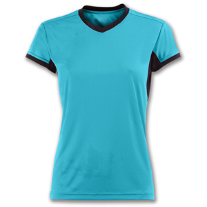 T-shirt sportif vert à col en V et manches courtes pour femme, coupe classique, séchage rapide, en polyester tricoté, couleur unie, idéal printemps-été - Product Image 3
