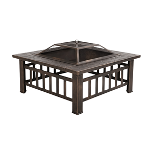 Outdoor <b>Table</b> <b>with</b> <b>Fire</b> <b>Pit</b> Square Metal <b>Fire</b> <b>Pit</b> Outdoor Modern Patio Wood Firepit FP004 - Product Image 1