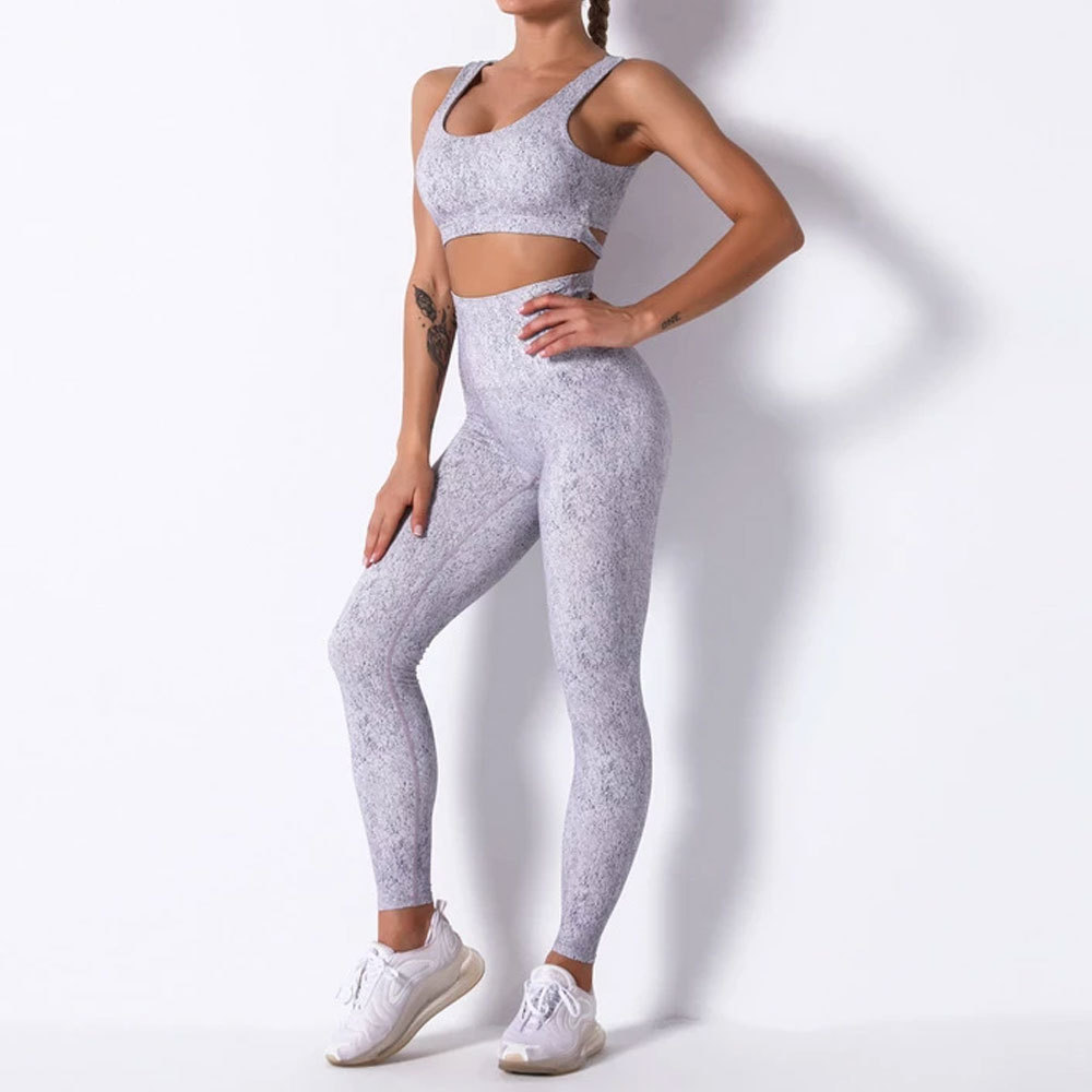 Comfortable Women's Yoga Set-Solid Color Seamless Spandex/Nylon 2-Piece Breathable Eco-Friendly High Elastic Waist Fashion