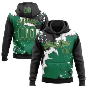 Vente en gros directe, Nouveau design industriel, Sweat à capuche personnalisé noir, vert, or vieilli et blanc, style papier déchiré 3D effet éclaboussures - Product Image 1