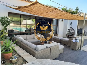 100% fibra de coco Natural Coir parasol vela muchos tamaños 2x2m a 6x6m buena protección solar cafés artísticos resorts playas jardín - Product Image 4