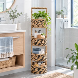 Wholesale Water Hyacinth Basket <b>Shelf</b> 3 Tier Woven Storage Rack Handmade Organizer Display Stand for Home Hotel Resort Decor - Product Image 4