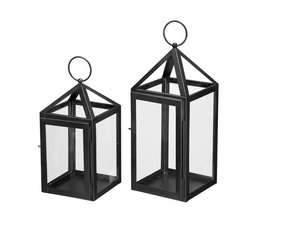 Best Selling <b>Set</b> of 2 Pcs Modern Stainless Steel Candle <b>Lantern</b> In Shiny Black Finished <b>Lantern</b> Centerpiece For Home Decoration - Product Image 6
