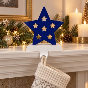 Premium Eco Friendly <b>Gold</b> Hammered Star Shaped Stocking Holder <b>Christmas</b> <b>Decor</b> Home Hotel Holiday Fireplace Mantel Festive Gifts - Product Image 1