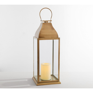 Lanterne à bougie décorative de Noël en acier inoxydable et verre avec finition dorée et poignée pour la décoration de la maison et du jardin - Product Image 2