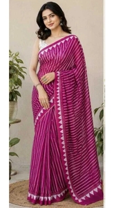 KV Women's Striped Daily Wear Cotton Blend <b>Saree</b> with Unstitched Blouse (<b>Purple</b>) Reversible Quick Dry Traditional Style Autumn - Product Image 5