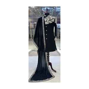 Traje Salwar Kameez de Diseñador para Novio, Estilo Indio/Pakistaní, para Todas las Temporadas, Protección Solar, Sin Arrugas, Informal - Product Image 4