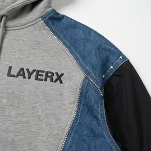 Sweat à capuche pour femme de qualité supérieure 2026, 500 g/m², en molleton denim, impression 3D en relief, badge en strass, pull streetwear - Product Image 5