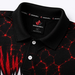 Polo de Manga Corta para Hombre con Estampado de Lobo Rojo y Negro, Transpirable, de Poliéster Tejido, Ropa Deportiva Informal - Product Image 4