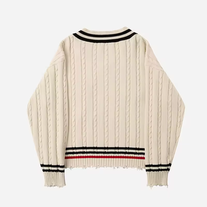 Cárdigan de Punto Transpirable con Cuello en V para Hombre, Suéter con Botones y Rayas Estilo Universitario para Moda Universitaria en EE. UU. - Product Image 2