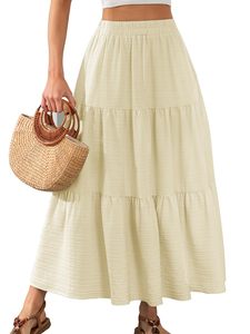 Women Maxi <b>Skirt</b> High Waisted Tiered A Line Flowy <b>Long</b> <b>Skirt</b> with Pockets <b>Summer</b> Casual OEM Wholesale - Product Image 4