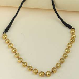 Collier Matar Mala en perles texturées faites à la main, argent sterling 925 plaqué or, bijoux ethniques - Product Image 3