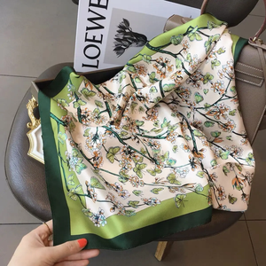 70*70cm Flower Silk Square Scarf Women Satin <b>Shawl</b> <b>Wrap</b> Hijab Female Hair Band Wrist Luxury Headkercheif fashion Bandana - Product Image 3