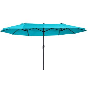 Ombrellone da Patio Blu da 4,5 m con Manovella Facile, Doppia Tettoria Anti-UV e Base per Cortili e Spiagge - Ideale per Giardini e Terrazze - Product Image 1