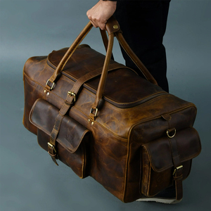 Bolsa de Viaje de Lujo de Cuero Genuino Premium con Forro de Poliéster, Impermeable, Ligera y Resistente para Deportes, Fitness y Viajes - Product Image 5