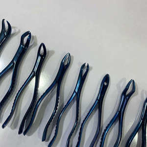 Ensemble de forceps d'extraction dentaire en titane bleu, poignée ergonomique antidérapante, instruments chirurgicaux pour l'extraction des dents pour les cliniques - Product Image 3