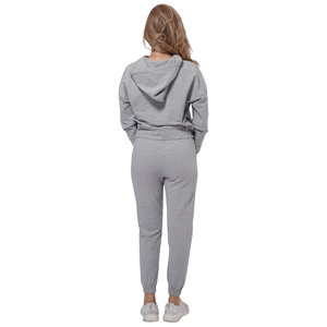 Ensemble de survêtement décontracté deux pièces pour femme avec sweat à capuche en polaire, coupe décontractée, taille élastique et poignets resserrés, idéal pour l'entraînement et les loisirs - Product Image 2