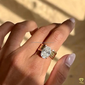 Trisha Jewels ER0033 Oval Cut Moissanite Diamond <b>Solitaire</b> Engagement <b>Ring</b> 925 Sterling <b>Silver</b> Vintage Four Prong Setting - Product Image 6
