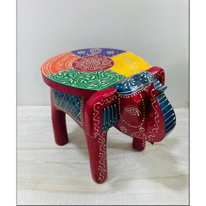 Tabouret décoratif en bois écologique en forme d'éléphant, design Art Déco artisanal, finition émail peinte à la main, léger, pour le sol - Product Image 1
