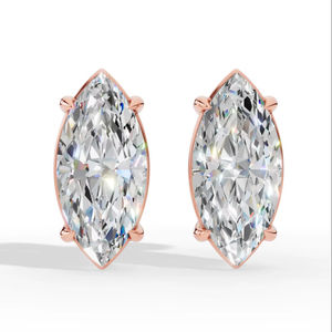 Boucles d'oreilles clous en diamant de laboratoire taille marquise raffinée, or 14 carats, bijoux de luxe, fournisseur en gros - Product Image 1