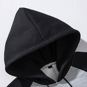 Sudadera con Capucha de Algodón para Hombre, Estilo Oversize, con Logotipo Personalizado, OEM, ODM, Moda Urbana, Fabricante Mayorista, Transpirable, Combinación Negro y Gris - Product Image 5