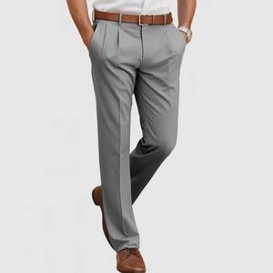 Pantalon de costume pour homme de haute qualité, gris argenté, vente en gros, décontracté, droit, coupe ajustée, taille plus, confortable et respirant - Product Image 1