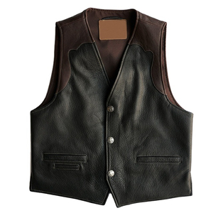 Wholesale Men's Winter Leather Vest with Custom Logo Printing OEM Service Customizable Color & Design Leather Vest With OEM - Product Image 1