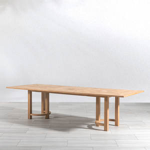 Table de salle à manger extérieure en teck massif, imperméable, écologique, faite à la main, design moderne, pour villa, hôtel et resort - Product Image 1