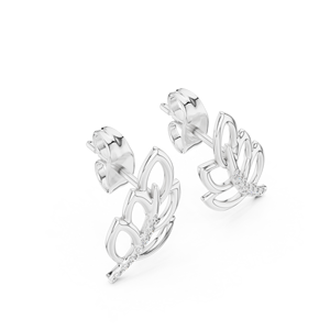 Luxury Leaf Lab Grown Diamond <b>Stud</b> <b>Earrings</b> Silver Trendy Minimalist Womens Fine Wedding Engagement Anniversary Party Gift - Product Image 2