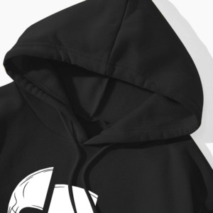 Sweat-shirt à capuche en molleton noir pour homme, coupe ample, manches classiques, style gothique, 100% coton, avec poche, vêtement d'hiver - Product Image 5