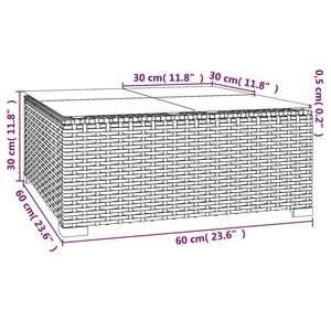 23.6 marrone "x 23.6" x 11.8 "Patio tavolino da esterno in Poly Rattan e tavolo in vetro - Product Image 5